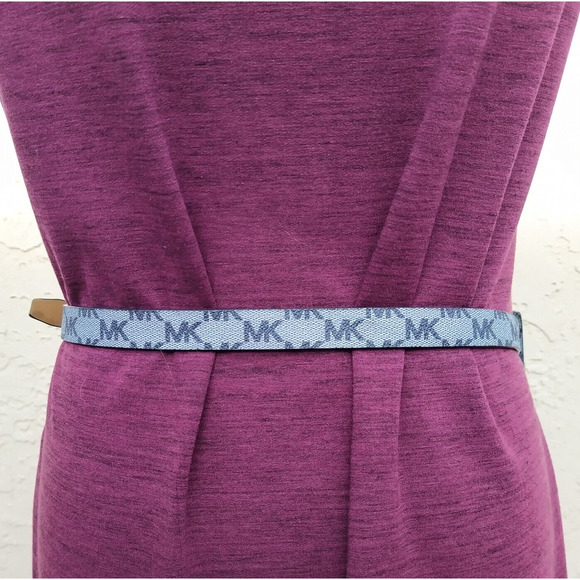 Michael Kors Blue Denim MK Logo Silver Chain Pull Women's Waist Pack Bell Bag - Picture 16 of 16